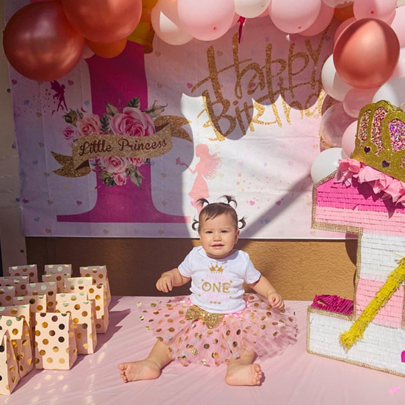 Viworld Baby Girl 1st Birthday Cake Smash Toddler Girl Miss Onederful Romper Tutu Skirt with Headband Clothes Set - Image 2